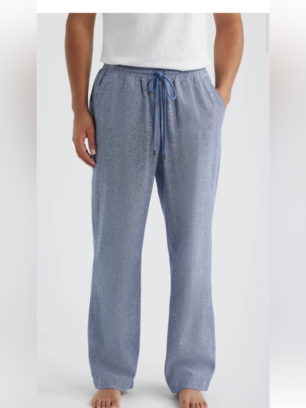 NWT DANIEL BUCHLER SLUB LINEN/COTTON PAJAMA PANTS POCKETS DRAWSTRING SIZE MEDIUM